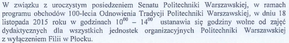 Decyzja nr160_2015 RektoraPW z dnia 30.X.2015r.