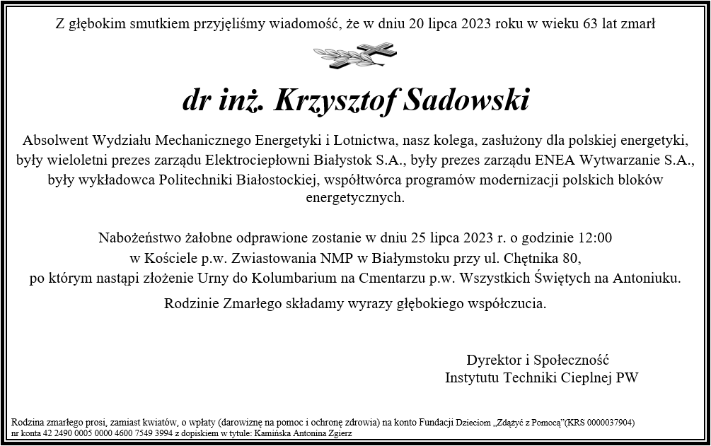 nekrolog Krrzysztof Sadowski MEiL